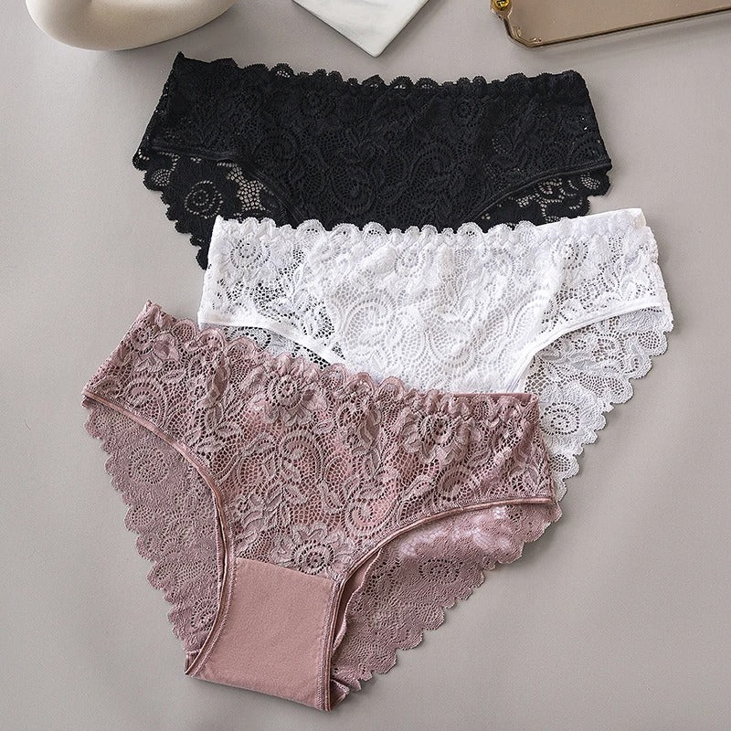 6PCS/Set Hollow Out Floral Lace Panties Women Briefs Sexy Lingerie Female Underwear Ladies Soft Breathable Cotton Underpants