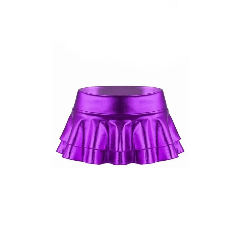 Women's Mini Ultra-Short Sequin Leather Skirt Performance Sexy Spicy Half-length Skirt Polyester Fiber Aesthetic Contrast