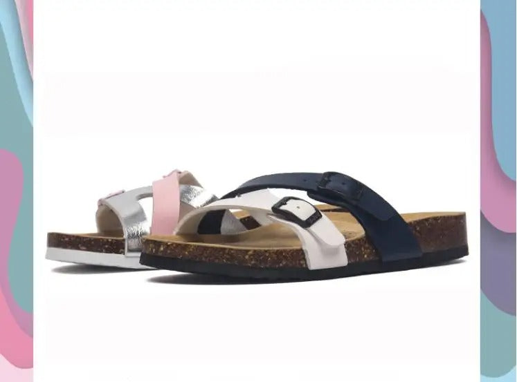 COSMAGIC New Summer Cork Slippers Women Casual Solid Color Flip Flops Holiday Beach Outside Slides Shoe
