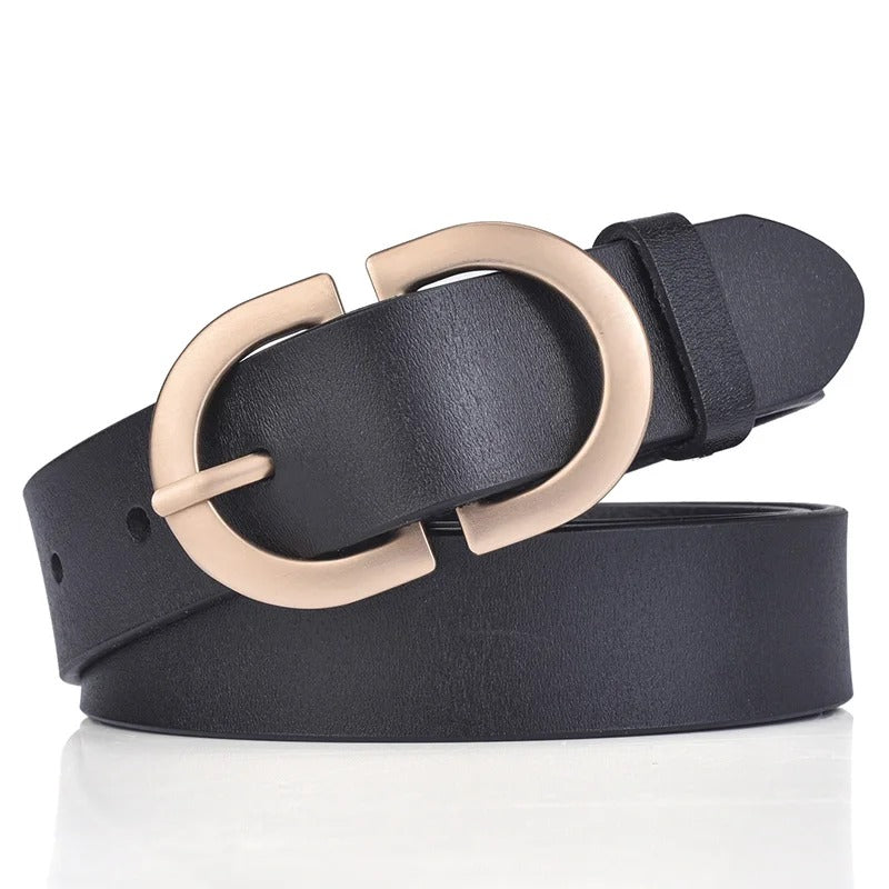 Woman Leather Belt Golden Alloy Buckle Natural Cowhide Ladies Jeans Belt Trousers Belt Female
